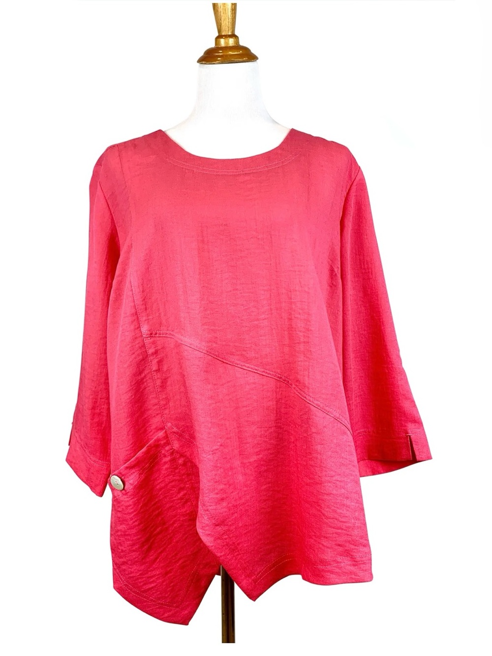 Fridaze Linen Redefined AA123 Linen Pullover Shirt With Asymmetrical Hem